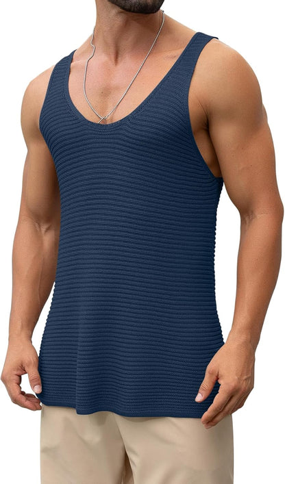 Lanliun See Through Sleeveless Tank Tops for Men Casual Unique Workout Outdoor T Shirts Gym Muscle Shirts