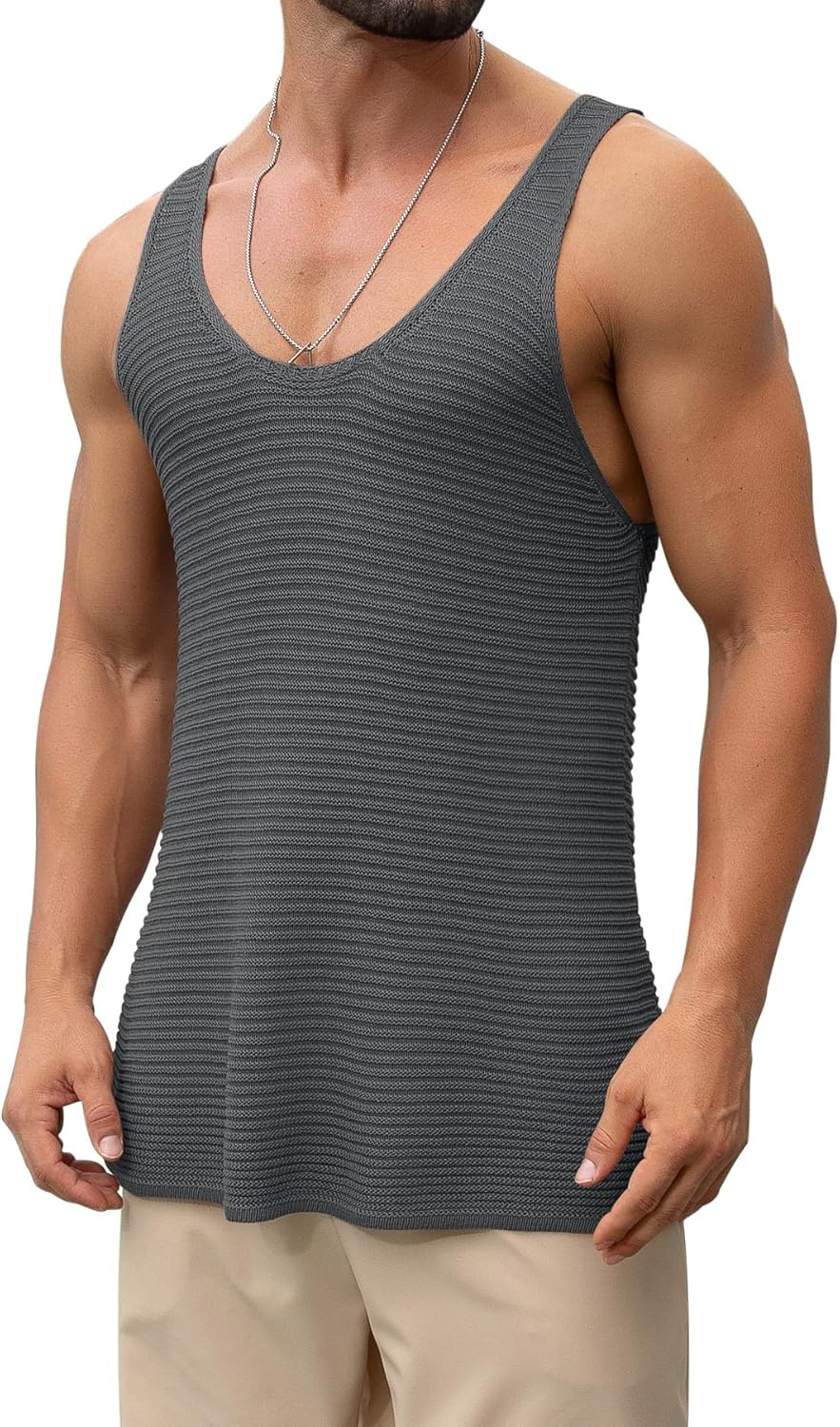 Lanliun See Through Sleeveless Tank Tops for Men Casual Unique Workout Outdoor T Shirts Gym Muscle Shirts