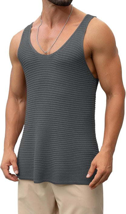 Lanliun See Through Sleeveless Tank Tops for Men Casual Unique Workout Outdoor T Shirts Gym Muscle Shirts