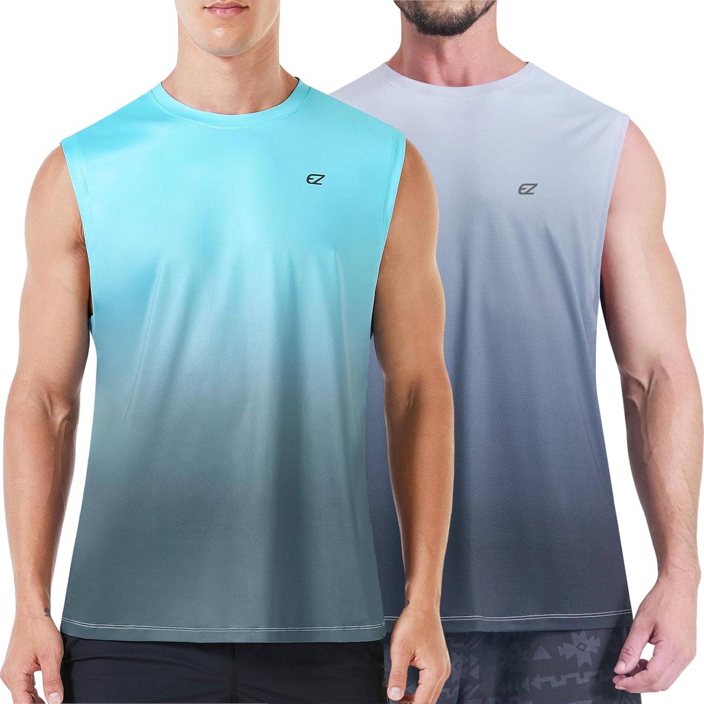 EZRUN Men's Sleeveless Shirt Quick Dry UPF 50+ Swim Beach Shirts Gym Workout Muscle Athletic Summer Tank Top Big and Tall