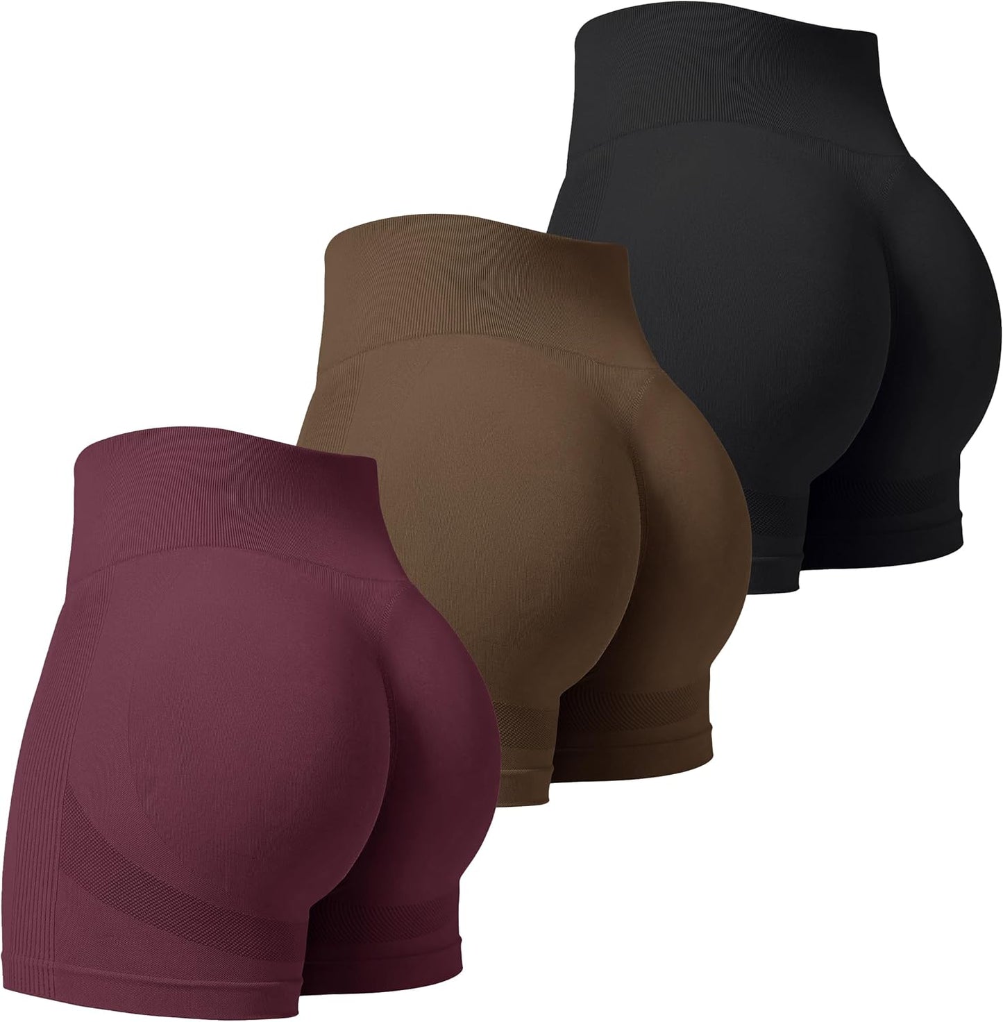 VVX 3 Piece Workout Shorts Womens Seamless High Waist Butt Lifting Scrunch Yoga Gym Shorts