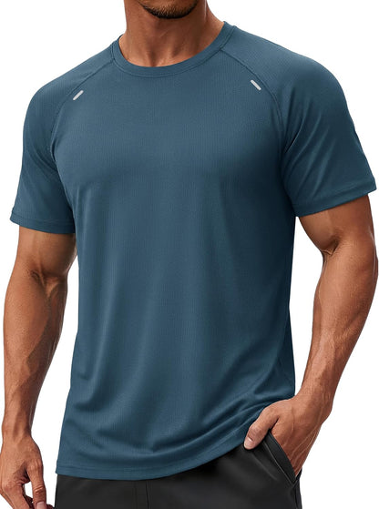 TACVASEN Men's Workout Shirts Athletic Dry Fit Mesh Short Sleeve Shirts Moisture Wicking Running Performance Gym Tee