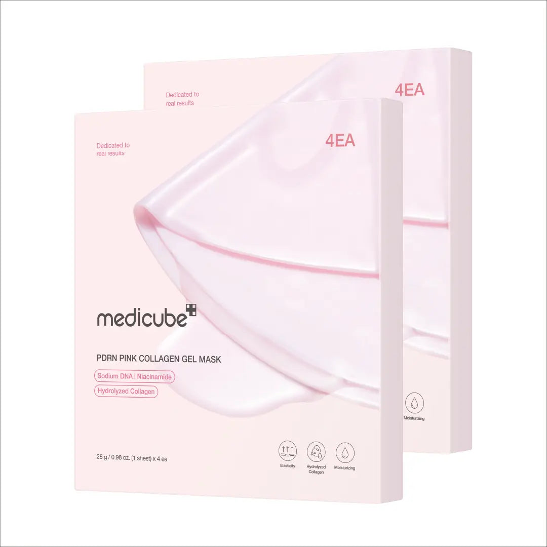 PDRN Pink Collagen Gel Mask 4 Sheets Salmon DNA Color Changing Pink Glow Collagen Facial Mask Korean Skincare