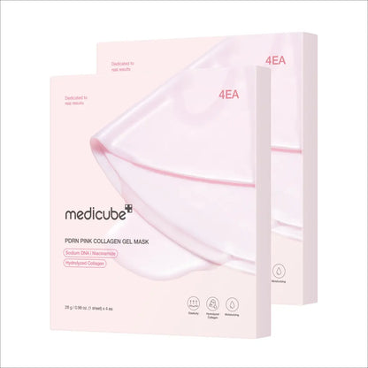 PDRN Pink Collagen Gel Mask 4 Sheets Salmon DNA Color Changing Pink Glow Collagen Facial Mask Korean Skincare