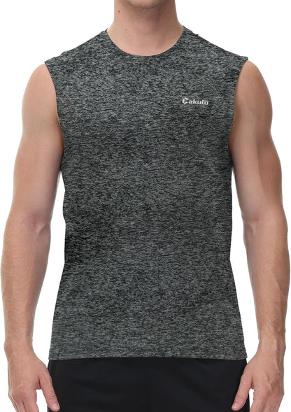 Cakulo Men's Workout Swim Sleeveless Shirts Quick Dry Beach Pool Tech Running Athletic Exercise Muscle Tank Top Big and Tall